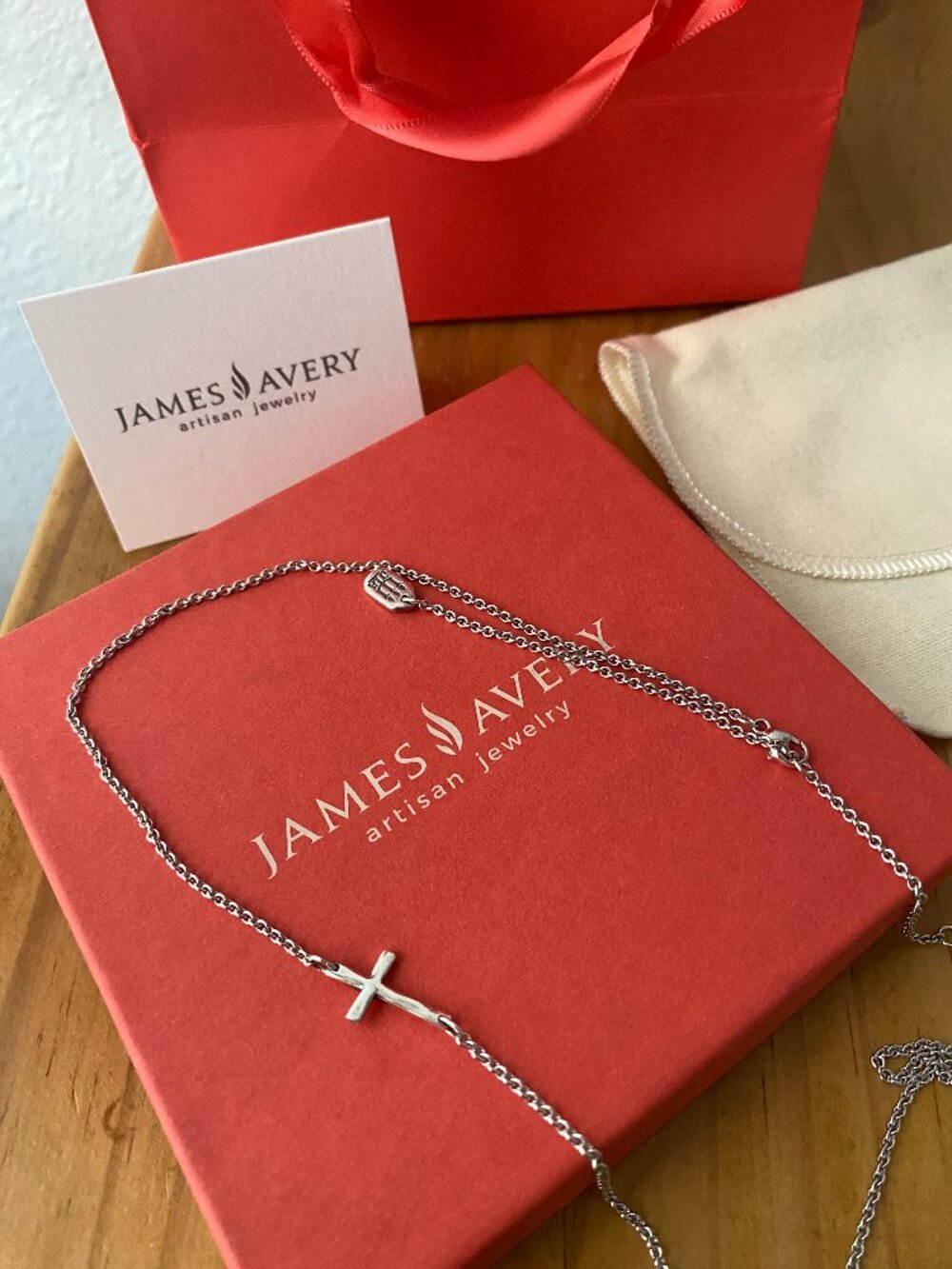 James Avery Sterling Silver Horizon Sideways Cross Necklace 20 In Gift Bag